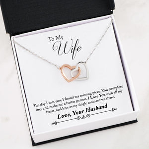 "To My Wife - You Complete Me" Interlocking Hearts Necklace