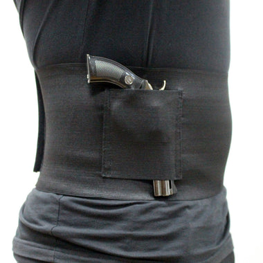 Belly Band Gun Holster Elastic Abdominal Band with 2 Magazine Pouches