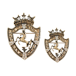 Vintage Rhinestone Crown Horse Brooch