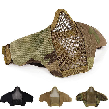 Half Lower Face Net Mesh Adjustable Tactical Mask for Airsoft/Hunting/Paintball/Shooting