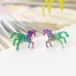 Colorful Glitter Unicorn Earrings