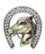 Vintage Crystal Horse Head & Horseshoe Brooch