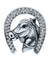 Vintage Crystal Horse Head & Horseshoe Brooch