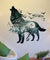 Hawling Wolf At Night with Tree Art Wall Sticker